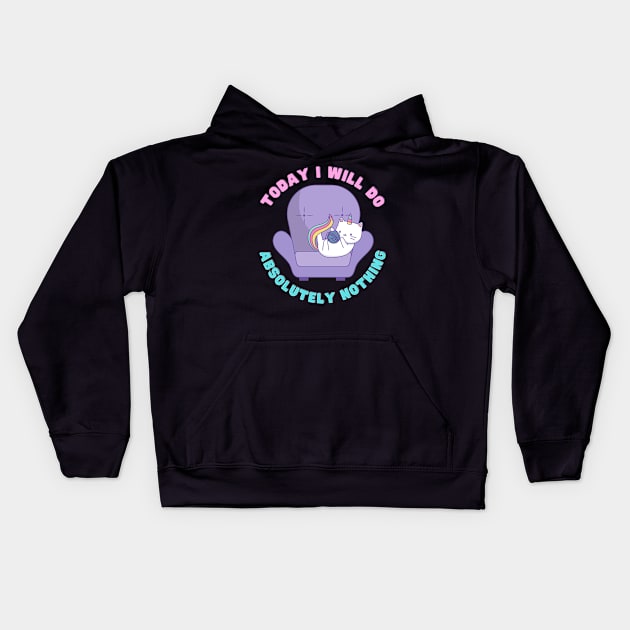 Lazy cat Kids Hoodie by disturbingwonderland